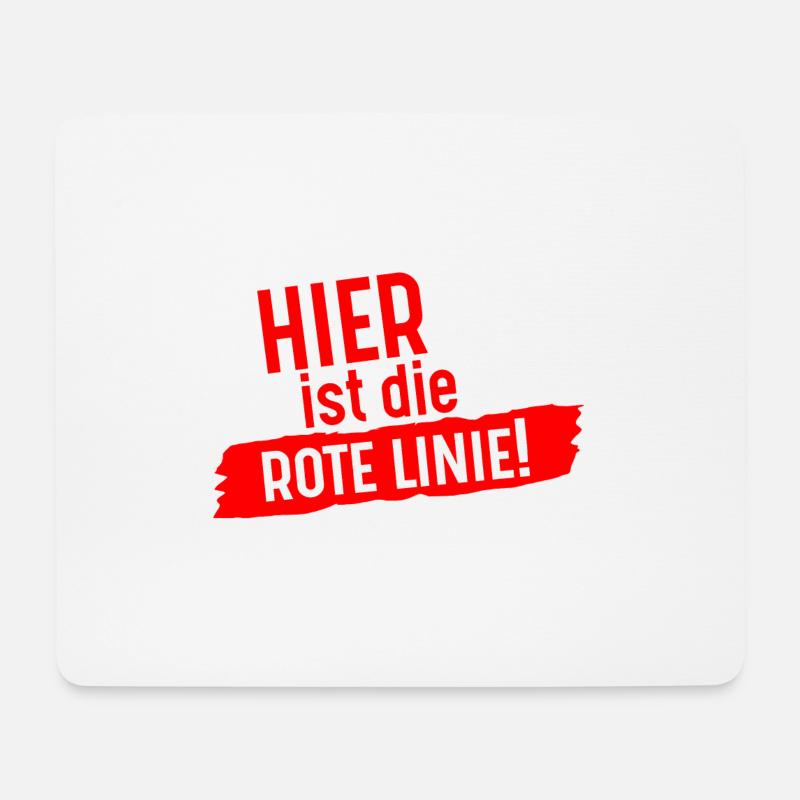 Hier ist die rote Linie - Mousepad (Querformat) - Weiß