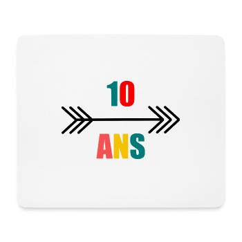 10 ANS. 10e ANNIVERSAIRE. ANNIVERSAIRE 10 ANS. 10 - Tapis de souris (format paysage) - blanc - Devant