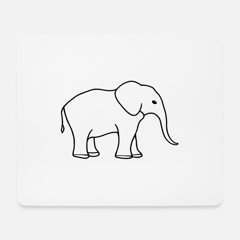 Minimalistische Elefanten-Fine-Line-Art - Mousepad (Querformat) - Weiß
