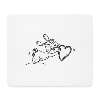Kleiner niedlicher Hase mit Herz - Mousepad (Querformat) - Weiß - Vorne