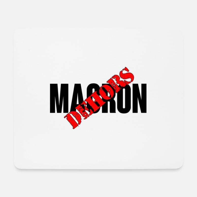 Macron dehors - Tapis de souris (format paysage) - blanc