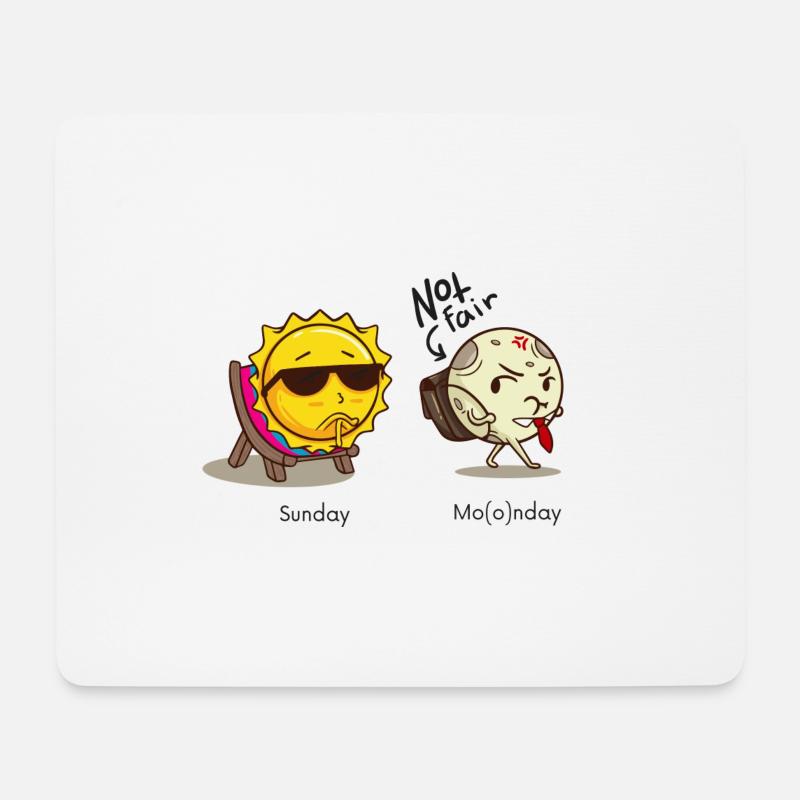 Sonntag und Montag | Montage | Wochenstart | Mond - Mousepad (Querformat) - Weiß
