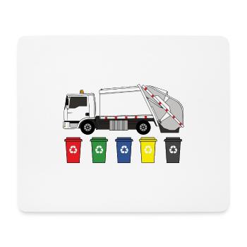 Camion à ordures amour collecte des ordures enfant garçon je cadeau - Tapis de souris (format paysage) - blanc - Devant