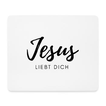 Jesus liebt dich - Mousepad (Querformat) - Weiß - Vorne