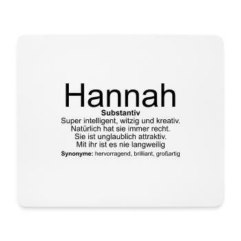Name Definition Hannah - Mousepad (Querformat) - Weiß - Vorne