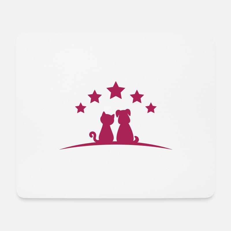 Katze Hund Verliebt Love - Mousepad (Querformat) - Weiß