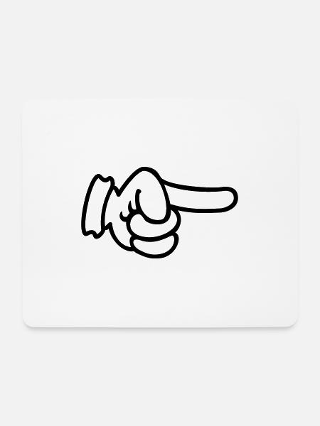 Fingerzeig / Pointing Finger (Outline 1c - Mousepad (Querformat) - Weiß