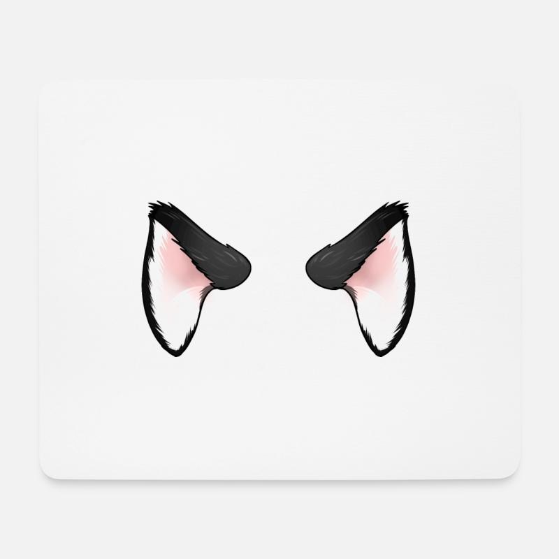 Schwarze Katzenohren - Mousepad (Querformat) - Weiß