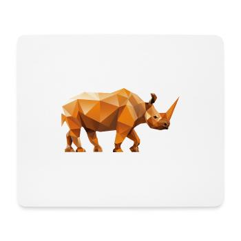 Nashorn Low Poly Logo Design - Mousepad (Querformat) - Weiß - Vorne