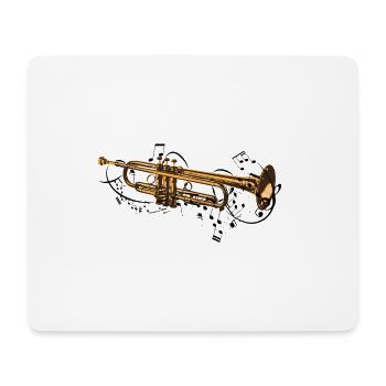 Musik und Noten kommen aus dem Instrument Trompete - Mousepad (Querformat) - Weiß - Vorne