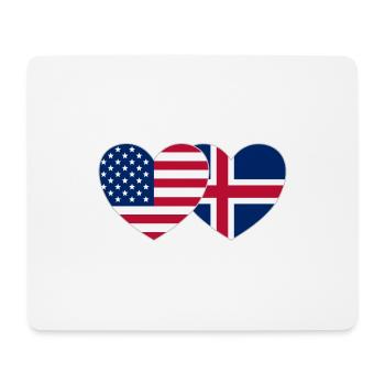 usa Iceland Flag Heart - Mouse Pad (horizontal) - white - Front