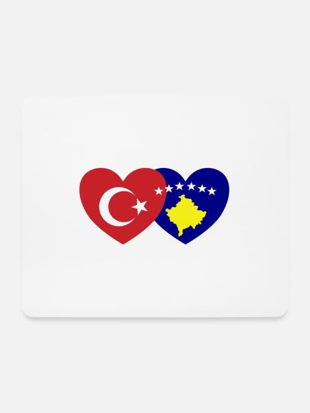 Türkei Kosovo Flagge Herz vereint - Mousepad (Querformat) - Weiß