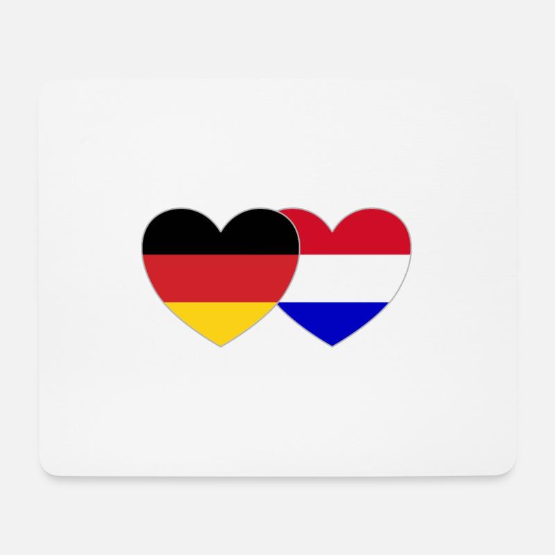 Deutschland Holland Flagge Herz - Mousepad (Querformat) - Weiß