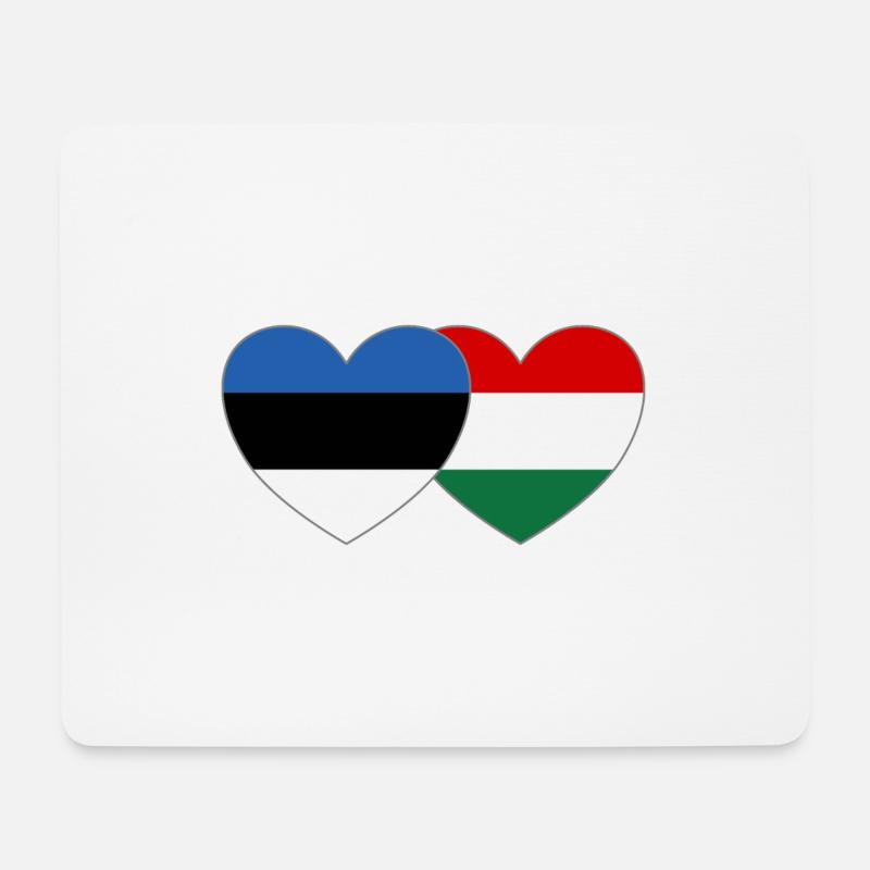 Estland Ungarn Flagge Herz - Mousepad (Querformat) - Weiß