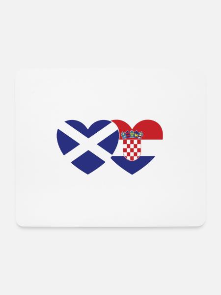 Schottland Kroatien Flagge Herz - Mousepad (Querformat) - Weiß