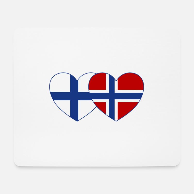 Finlande Norvège Flag Coeur - Tapis de souris (format paysage) - blanc