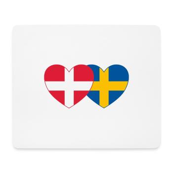 Danemark Suède Flag Heart - Tapis de souris (format paysage) - blanc - Devant