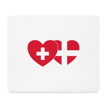 Schweiz Dänemark Flagge Herz - Mousepad (Querformat) - Weiß - Vorne
