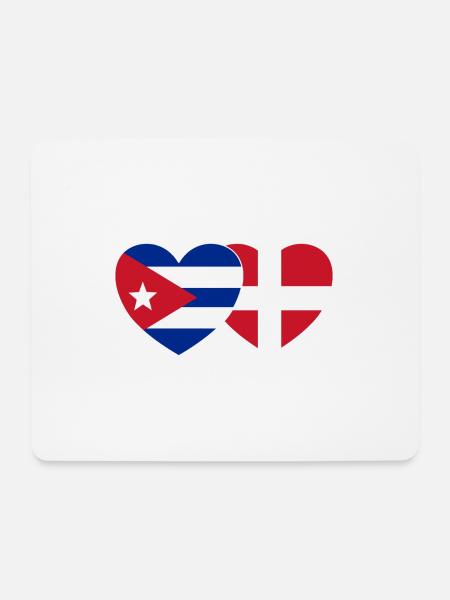 Kuba Dänemark Flagge Herz - Mousepad (Querformat) - Weiß