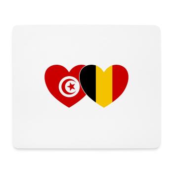 Tunisie Belgique Drapeau Coeur - Tapis de souris (format paysage) - blanc - Devant