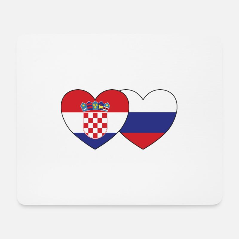 Kroatien Russland Flagge Herz - Mousepad (Querformat) - Weiß