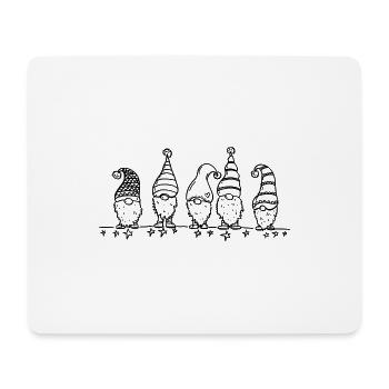 5 petits lutins aux chapeaux pointus - Tapis de souris (format paysage) - blanc - Devant