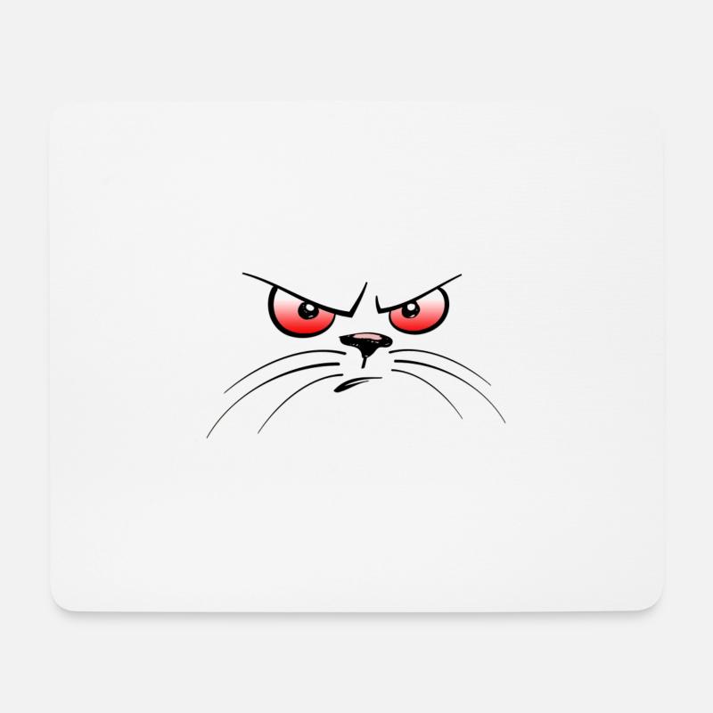 ROTES TIERAUGE KATZE ANGRY CAT ROTE AUGEN - Mousepad (Querformat) - Weiß