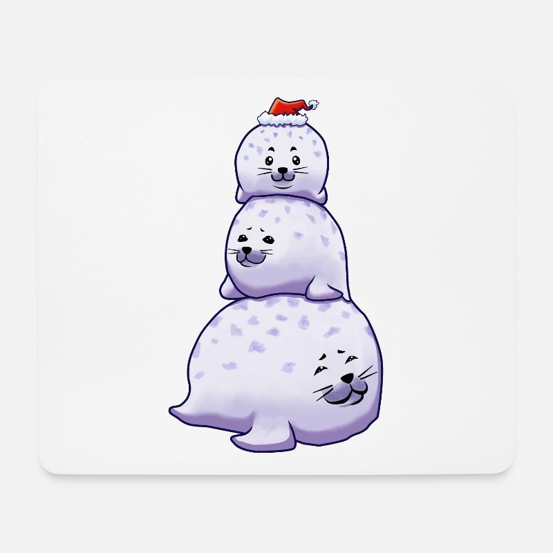 Chonky Seal Schneemann Weihnachten - Mousepad (Querformat) - Weiß