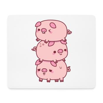 Pile mignonne de trois petits cochons drôle - Tapis de souris (format paysage) - blanc - Devant