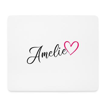 Amelie Last name First name Heart pink - Mouse Pad (horizontal) - white - Front
