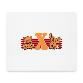 Baby Name Buchstabe X Vorname Teddybär Elefant - Mousepad (Querformat) - Weiß - Vorne