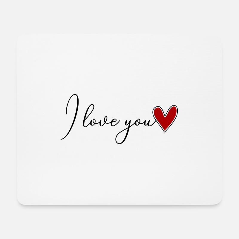 I love you Ich liebe dich rotes Herz - Mousepad (Querformat) - Weiß