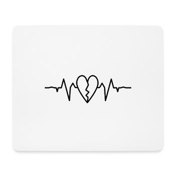 Coeur ekg noir - Tapis de souris (format paysage) - blanc - Devant