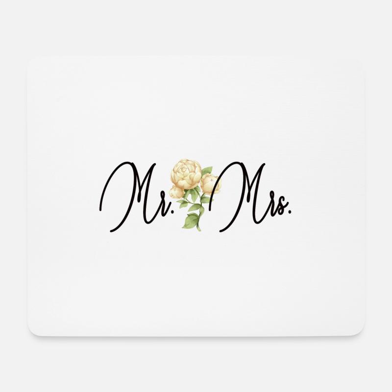 Mr und Mrs Hochzeit Blume - Mousepad (Querformat) - Weiß