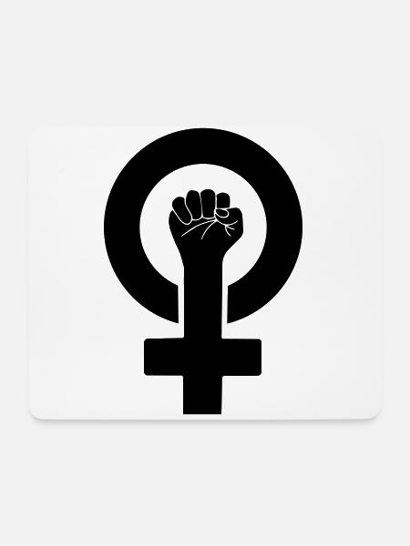 Frauenpower weiblich Symbol | Farbe änderbar - Mousepad (Querformat) - Weiß