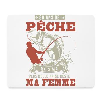 80 ans anniversaire Pêche pêcheur cadeau cool 80 - Tapis de souris (format paysage) - blanc - Devant