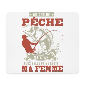 50 ans anniversaire Pêche pêcheur cadeau cool 50 - Tapis de souris (format paysage) - blanc - Devant