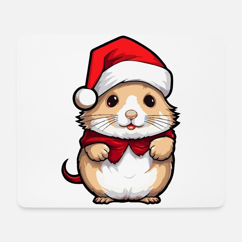 Hamster Niedlich Weihnachten Weihnachtlich Tier - Mousepad (Querformat) - Weiß