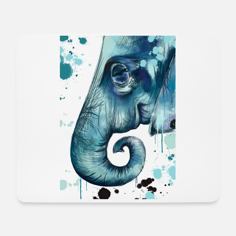 Coupe éléphant bleu - Tapis de souris (format paysage) - blanc