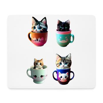 kawaii cup of kitty cat - Mouse Pad (horizontal) - white - Front