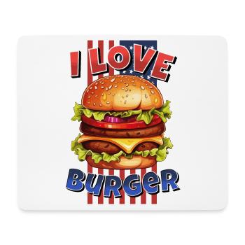 I Love Burger Hamburger Cheeseburger Fast Food USA - Mousepad (Querformat) - Weiß - Vorne