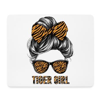 Tiger Woman Sunglasses Glasses Hair Bow - Mouse Pad (horizontal) - white - Front