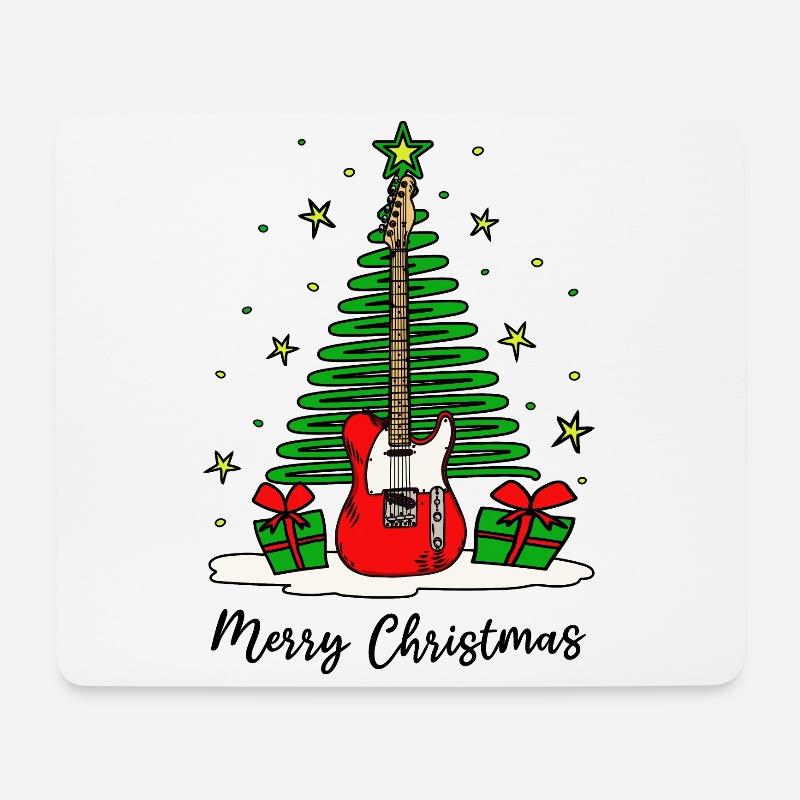 Weihnachten Musik Elektrogitarre E-Gitarre - Mousepad (Querformat) - Weiß