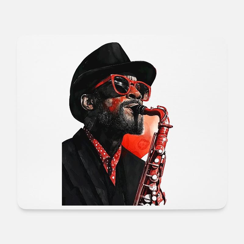Saxophonist - Mousepad (Querformat) - Weiß