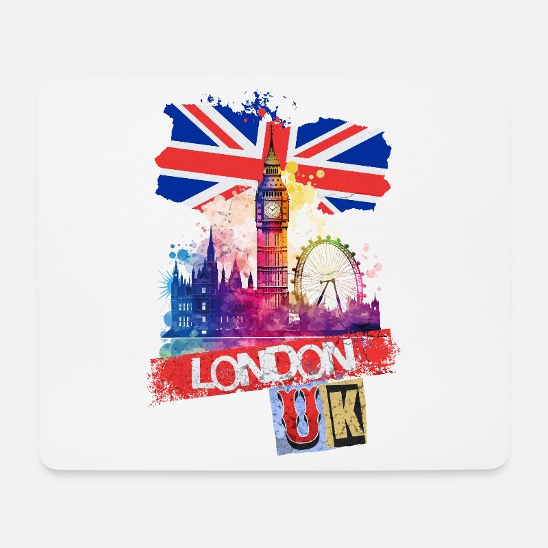 London England Stadt Skyline Big Ben Bunt Splash - Mousepad (Querformat) - Weiß