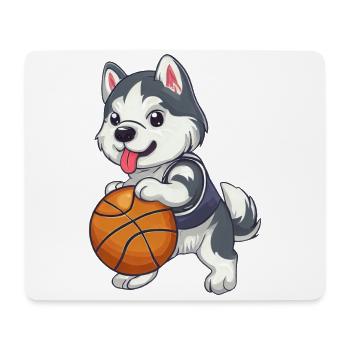 Husky Plays Basketball, Sporty Dog Design - Mouse Pad (horizontal) - white - Front