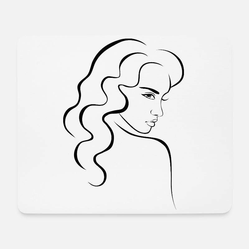 Portrait (linestyle) - Mouse Pad (horizontal) - white