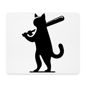 Minimalistische Katzen-Baseballspieler Silhouette - Mousepad (Querformat) - Weiß - Vorne