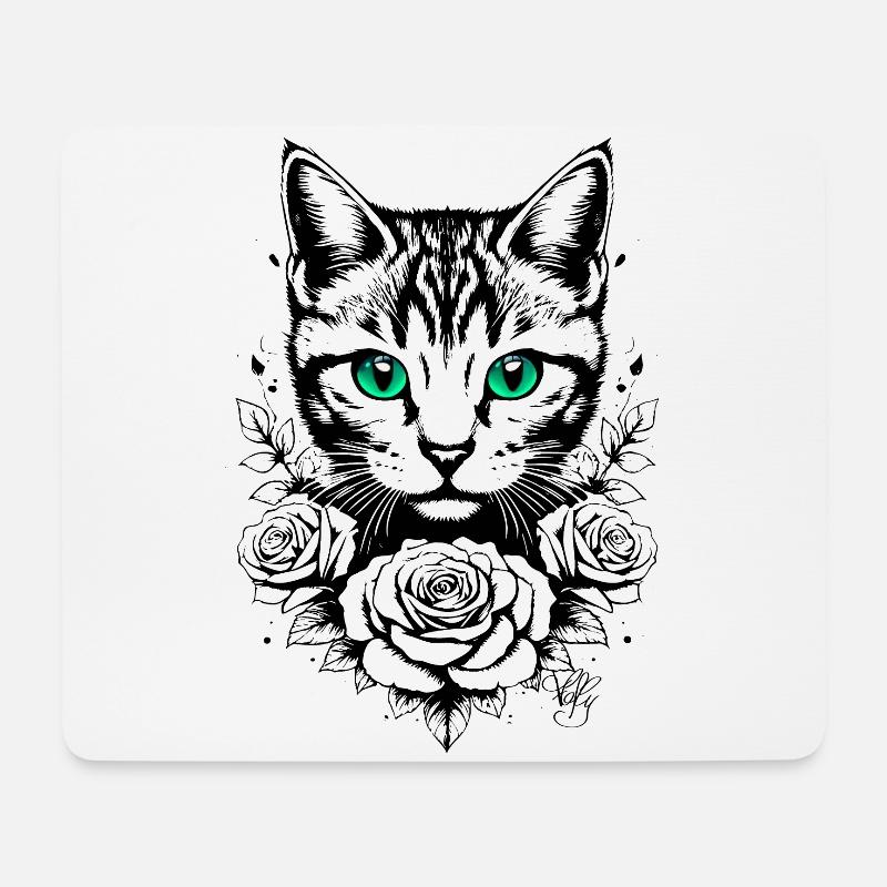 Kätzchen-Tattoo 🐾 3 - Mousepad (Querformat) - Weiß