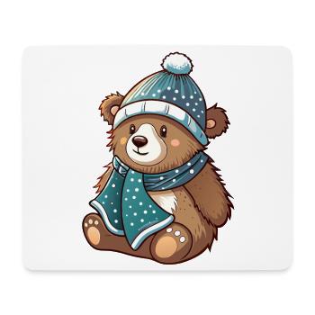 Niedlicher Bär mit Schal und Pudelmütze. - Mousepad (Querformat) - Weiß - Vorne